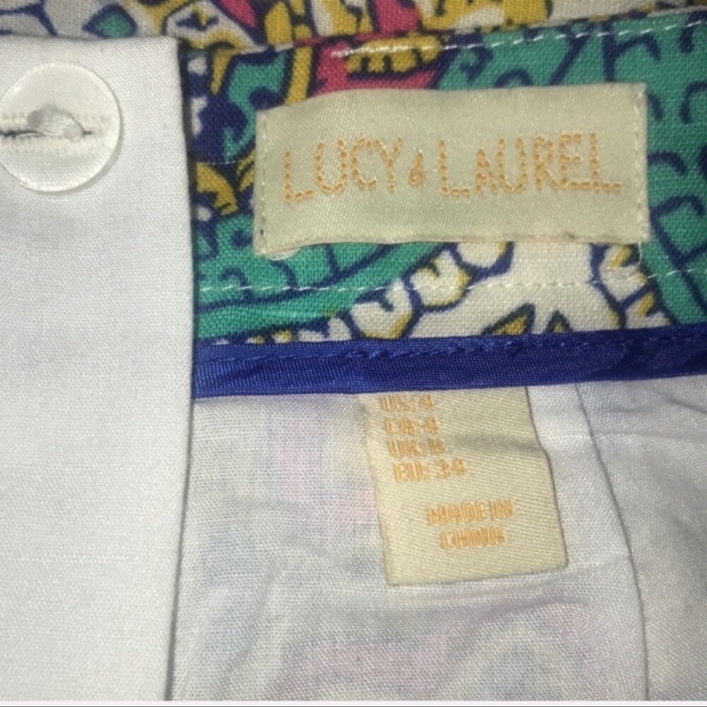 LUCY AND LAUREL PAISLEY LINEN SKIRT with back exposed zipper - Picture 6 of 7